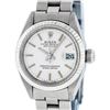 Image 7 : Rolex Ladies Stainless Steel Silver Index Fluted Bezel Oyster Band Datejust Wris