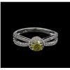 Image 2 : 0.72 ctw Yellow Diamond Ring - 14KT White Gold