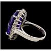 Image 3 : 14.43 ctw Tanzanite and Diamond Ring - 14KT White Gold