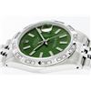 Image 8 : Rolex Mens Stainless Steel Green Index Pyramid Diamond Datejust Wristwatch