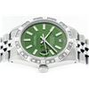 Image 9 : Rolex Mens Stainless Steel Green Index Pyramid Diamond Datejust Wristwatch
