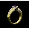 Image 4 : 1.00 ctw Tanzanite and Diamond Ring - 18KT Yellow Gold