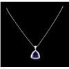 Image 2 : 14KT Two-Tone Gold 8.81 ctw Tanzanite and Diamond Pendant With Chain