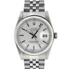 Image 2 : Rolex Mens Stainless Steel Silver Index And White Gold Fluted Bezel Datejust Wri