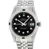 Image 1 : Rolex Mens Stainless Steel 1.20 Ctw Black Diamond And Emerald Datejust Wristwatc