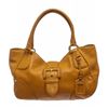 Image 1 : Prada Mustard Yellow Pebbled Leather Double Handle Shoulder Bag