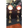 Image 8 : Pair of Cherub Table Lamps with Purple Rose Shades