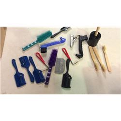 Lot of Horse Care Items and Brushes