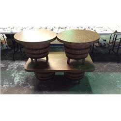 3pc Barrel Coffee and End Table Set