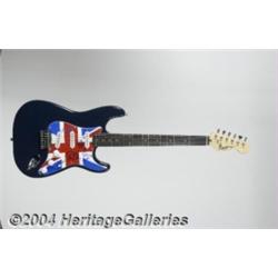 Def Leppard Group Signed Guitar. Unique blue