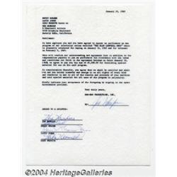 The Monkees Vintage Signed Contract - January