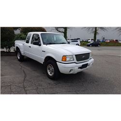 2002 FORD RANGER, WHITE, PICKUP, GAS, MANUAL, VIN#1FTYR44U52PB42237, 278,910KMS, RD,CD,TH, NO ICBC