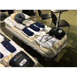 ELECTRIC MASSAGE BED  INCLUDES HEADREST/HEATING BLANKET/LINENS AND CONTENTS