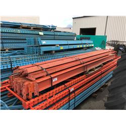 STACK OF ORANGE LARGE PALLET RACKING CROSSBARS