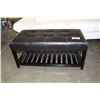 Image 2 : BROWN OTTOMAN AND WOOD SHELF