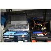 Image 2 : SHELF INCLUDING FLOOR JACK, CORDLESS DRILL, TOOL KIT, SOCKET SETS, AND MORE