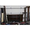 Image 2 : 2 HEADBOARD, FOOTBOARD, AND RAILS - KING SIZE DARK WALNUT AND DOUBLE SIZE BLACK METAL