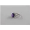 Image 2 : CERTIFIED PURPLE AMETHYST AND DIAMOND RING - 4.5 CT OVAL AMETHYST - 2 SHOULDER DIAMONDS -