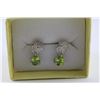 Image 2 : CERTIFIED NEW DIAMOND AND PERIDOT STUD EARRINGS - 1.4 CT PEARCUT PENDOTS - STERLING SILVER - POST