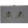 Image 2 : NEW DIAMOND AND GREEN PERIDOT EARRINGS - LIVELY MOSS GREEN COLOUR - PEARCUT - POST AND BUTTERFLY