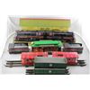 Image 2 : SHELF OF ASSORTED METAL TRAIN CARS, BOX CARS, TRACK & TRAIN STATION