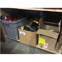 SHELF OF ANTIQUE CAMERA EQUIPMENT, CLASSIC CAR COLLECTOR CARDS, BOOKS, AND MORE