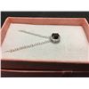 Image 2 : BROWN TOPAZ & DIAMOND SOLITAIRE NECKLACE, "FLOATING" STYLE, STERLING SILVER