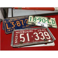 GROUP OF 6 ASSORTED VINTAGE VEHICLE LICENSE PLATES