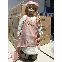 GERMAN MADE PORCELAIN DOLL WITH STAND