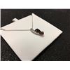 Image 2 : GARNET & DIAMOND PENDANT / NECKLACE, 2 LARGE PEAR CUT GARNETS, 2 DIAMONDS, STERLING SILVER