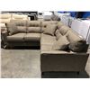 Image 2 : 2 PC SANDY BEIGE SECTIONAL SOFA WITH 3 THROW CUSHIONS