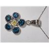 Image 2 : 14K WHITE GOLD BLUE AND WHITE DIAMOND (1.23CT, APRIL BIRTHSTONE) FLOWER NECKLACE.