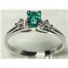 Image 2 : 10K WHITE GOLD EMERALD (0.30CT, MAY BIRTHSTONE) AND DIAMOND RING. INSURANCE VALUE $2380