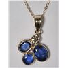 Image 1 : 10K YELLOW GOLD SAPPHIRE (1.90CT) AND DIAMOND (0.12CT) PENDANT NECKLACE. INSURANCE VALUE $2358