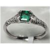 Image 2 : 14K WHITE GOLD EMERALD (0.30CT, MAY BIRTSTONE) AND DIAMOND RING INSURANCE VALUE $2110