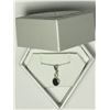 Image 2 : 10K WHITE GOLD BLACK (1.35CT) AND WHITE (0.12CT) DIAMOND (APRIL BIRTHSTONE) PENDANT NECKLACE.