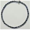 Image 2 : STERLING SILVER SAPPHIRE (9.0CT) TENNIS BRACELET. RETAIL APPRAISED VALUE $1200
