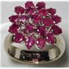 Image 2 : STERLING SILVER RUBY (3.80CT, JULY BIRTHSTONE) FLOWER RING. INSURANCE VALUE $500