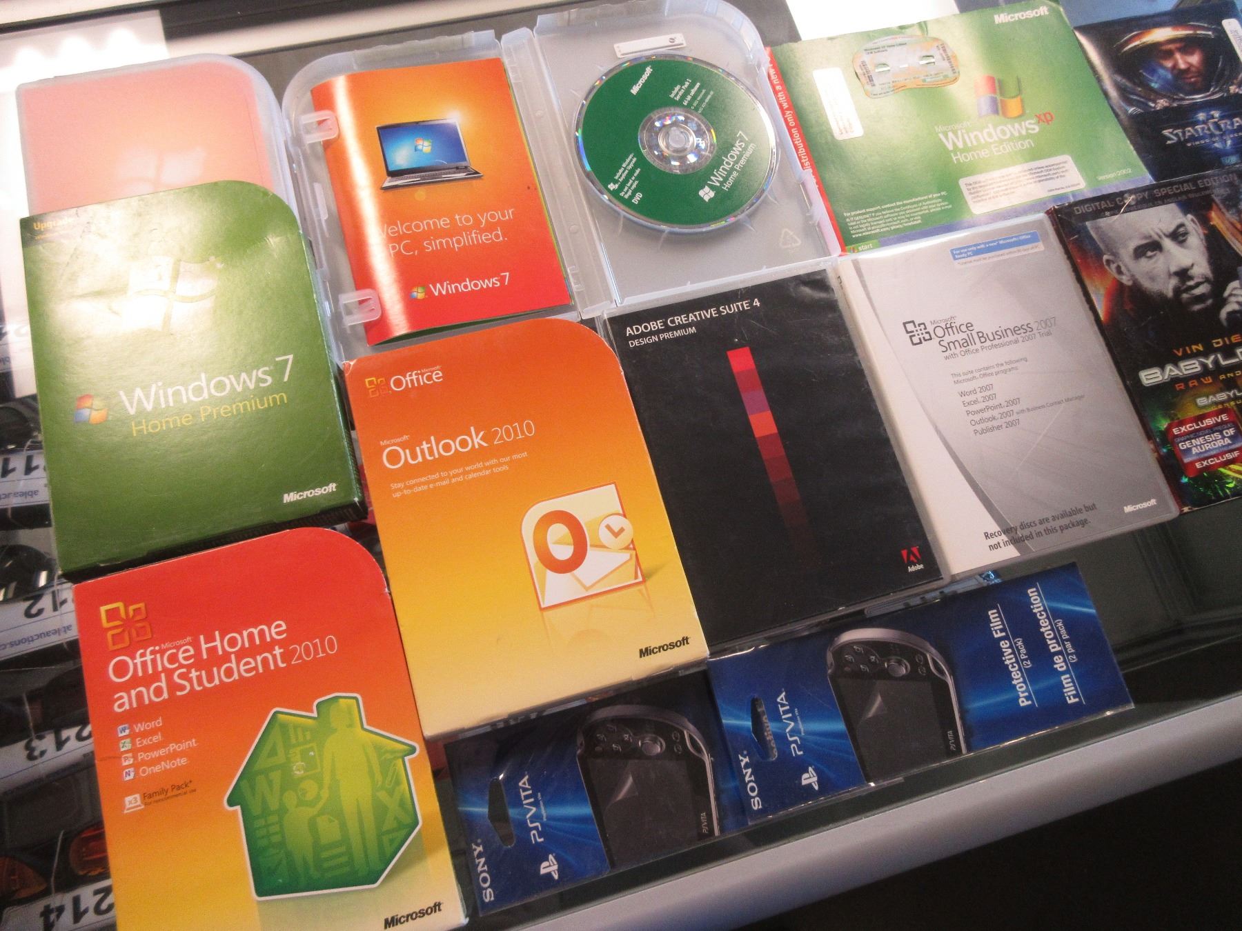 2 COPIES OF WINDOWS 7 HOME PREMIUM WITH CD KEYS/MICROSOFT OFFICE SMALL