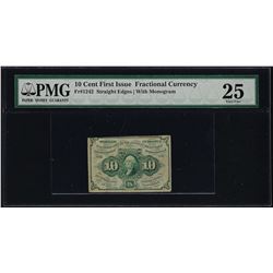 1862 First Issue 10 Cent Fractional Currency Note PMG Very Fine 25