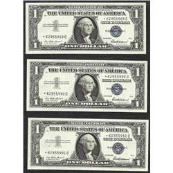 Lot of (3) Consecutive 1957 $1 Silver Certificate STAR Notes Uncirculated