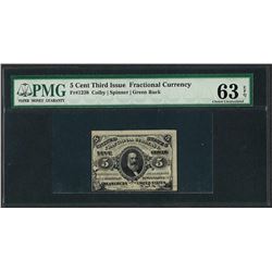 1863 Third Issue 5 Cent Fractional Currency Note PMG Choice Uncirculated 63EPQ