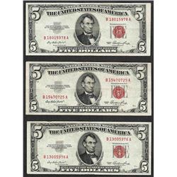 Lot of (3) 1953 $5 Legal Tender Notes