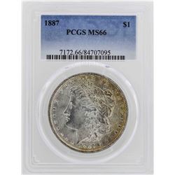 1887 $1 Morgan Silver Dollar Coin PCGS MS66
