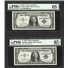 Image 1 : (2) Consecutive 1957 $1 Silver Certificate STAR Notes PMG Gem Uncirculated 65EPQ
