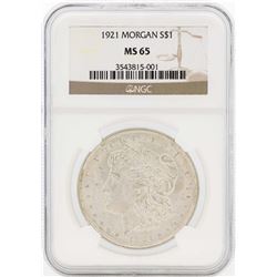 1921 $1 Morgan Silver Dollar Coin NGC MS65