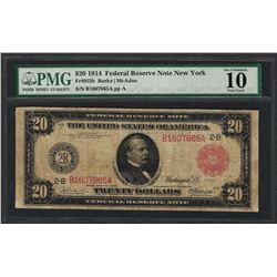 1914 $20 Federal Reserve Note Fr.953b PMG Very Good 10