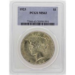 1923 $1 Peace Silver Dollar Coin PCGS MS63
