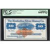 Image 1 : 1870's $10 Manhattan Silver Mining Co. Obsolete Note PCGS Very Choice New 64PPQ