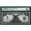 Image 1 : 1899 $1 Black Eagle Silver Certificate Note Fr.236 PMG About Uncirculated 55EPQ
